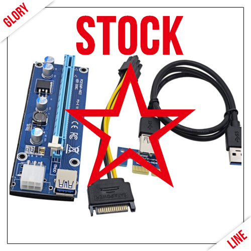 Stock Available PCI-E 1X to 16X Riser Card USB 3.0 Extender with SATA 6 Pin IDE Molex Power Cable for Bitcoin Litecoin Miner