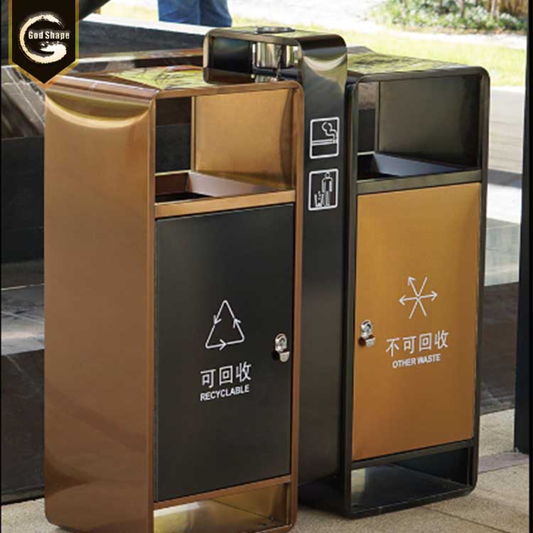 Manufacturer wholesales double OEM or custom 20/40/60L outdoor street stainless steel trash can