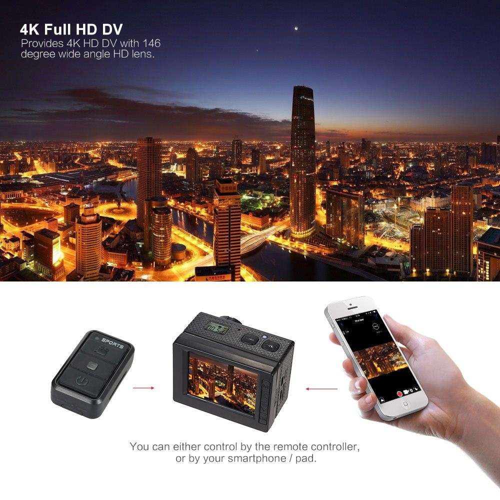 2.0 TFT Detachable Screen Wifi Action Camera 4K 1080P Full HD 20MP Waterproof 60M Sports DV Digital Cam Video Camcorder Car DVR