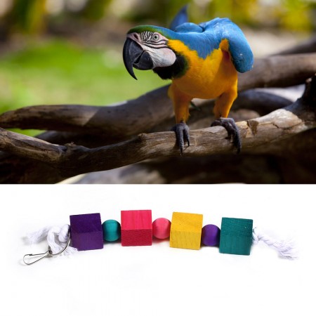 LARGE ROPE AND BEADS PARROT / BIRD TOY