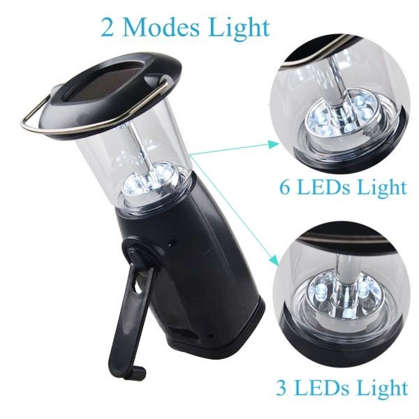 Popular 6 LEDS Solar Power Hand Cranking Dynamo led rechargeable lantern