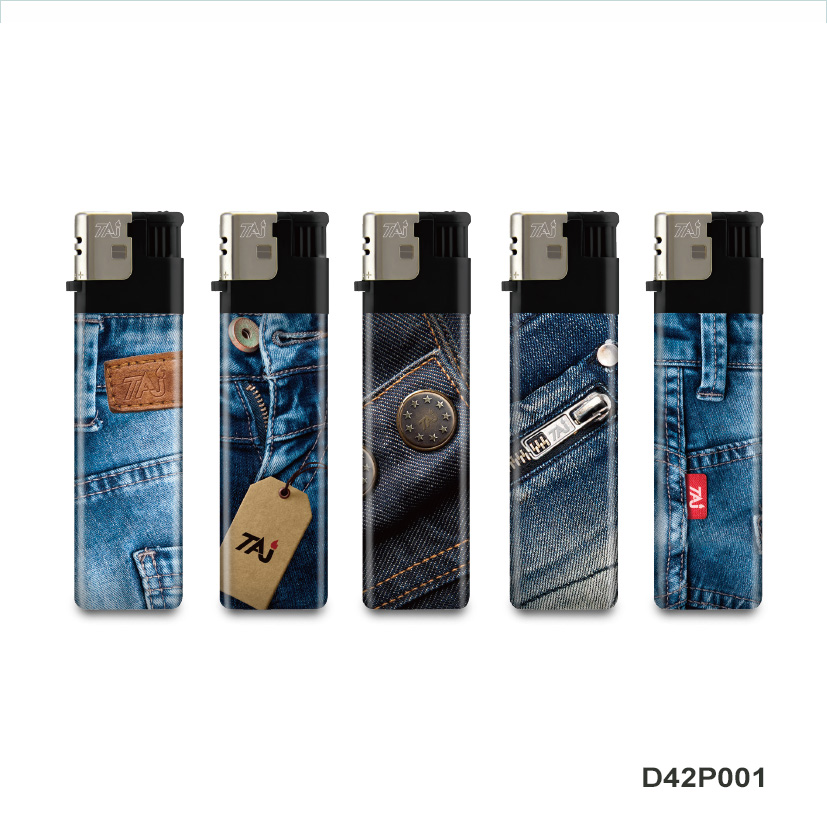 Fashion Jeans Style Slim Electronic Gas Lighter with Certificate ISO9994