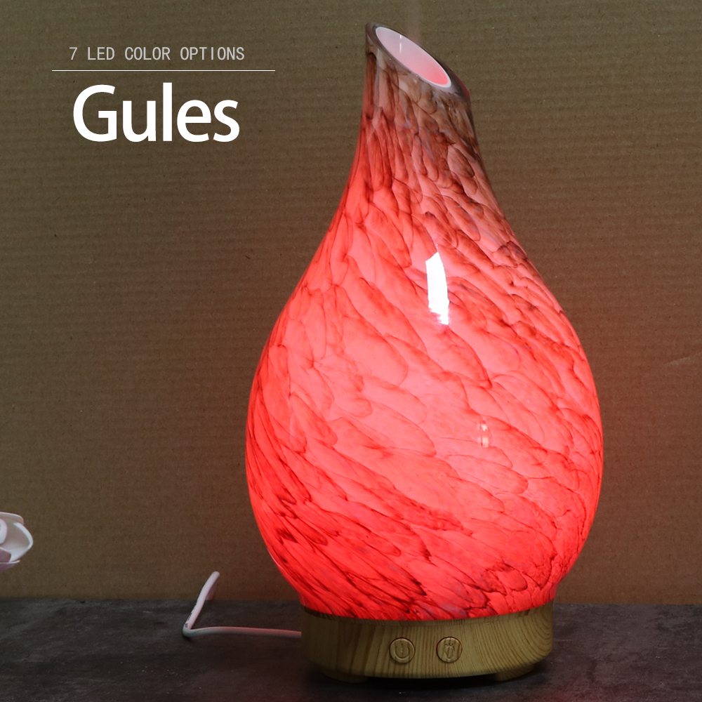 Essential Oil Diffuser 120ml Handmade Glass Ultrasonic Aroma Diffuser with Intermittent Setting LED Colorful Night Light