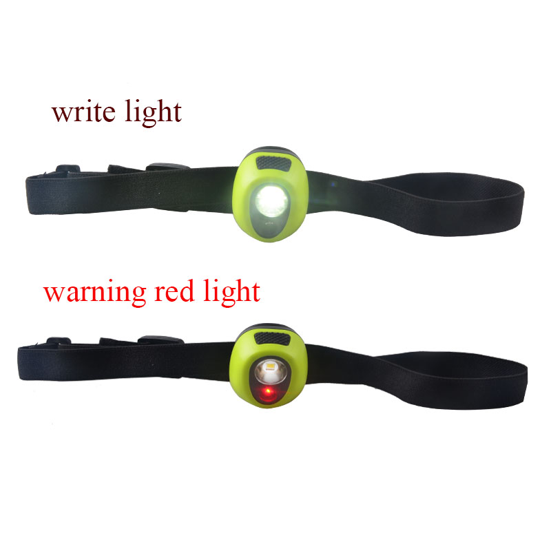 ABS Plastic Zoomable SMD White Led Kids Hiking Rechargeable Headlamp Waterproof With Warning Red Light