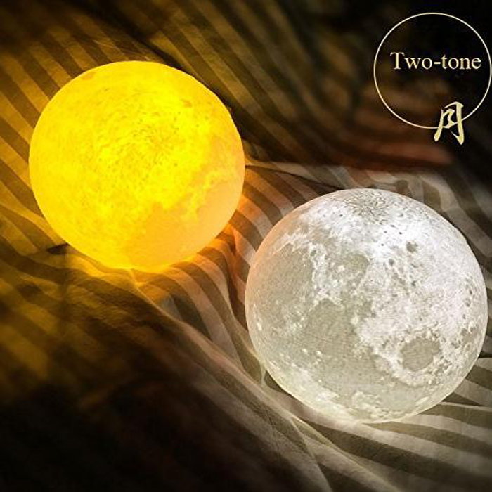 Goldmore 3*LR44 button battery Colorful gradient 3D Printing Moon Lamp, Rotomolded PVC Lunar night light for decoration lighting