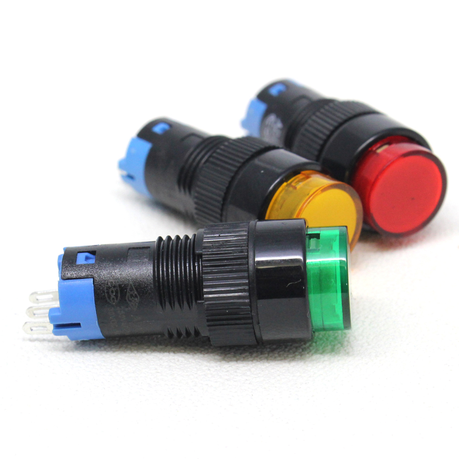 3A 220VAC 12mm LED pushbutton switch 24 volt led push button