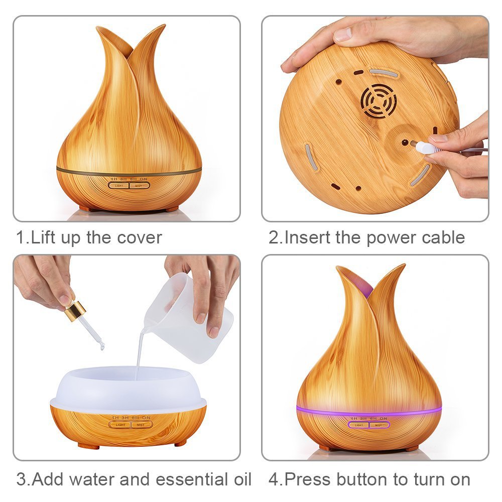 400ml Electric Ultrasonic Aroma wooden Aroma Diffuser Fragrance Machine Air Fresher Humidifier