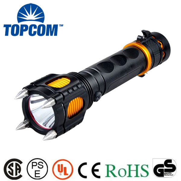 Solar Powered LED Flashlight USB Rechargeable Torch Flashlight with Knife Police Flashlight