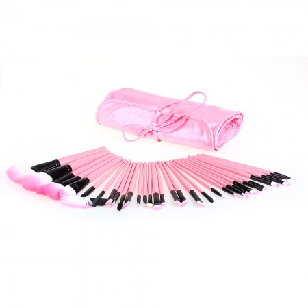 32pcs Superior Professional Soft Cosmetic Makeup Brush Set Pink Pouch Bag Case