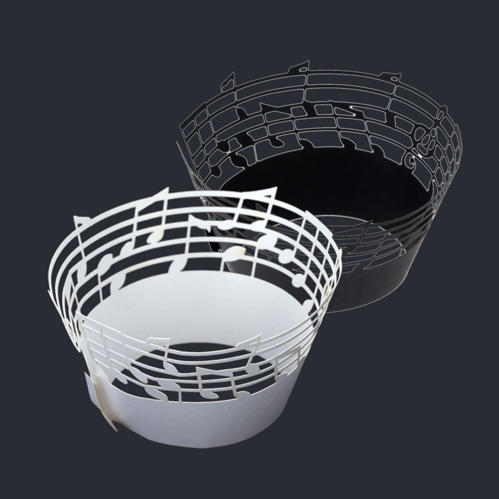 50 PCS Nice Cupcake Wrapper for New Year Christmas Party Pretty Music Notes & Musical Staff Cup Cake Topper for Birthday Wedding