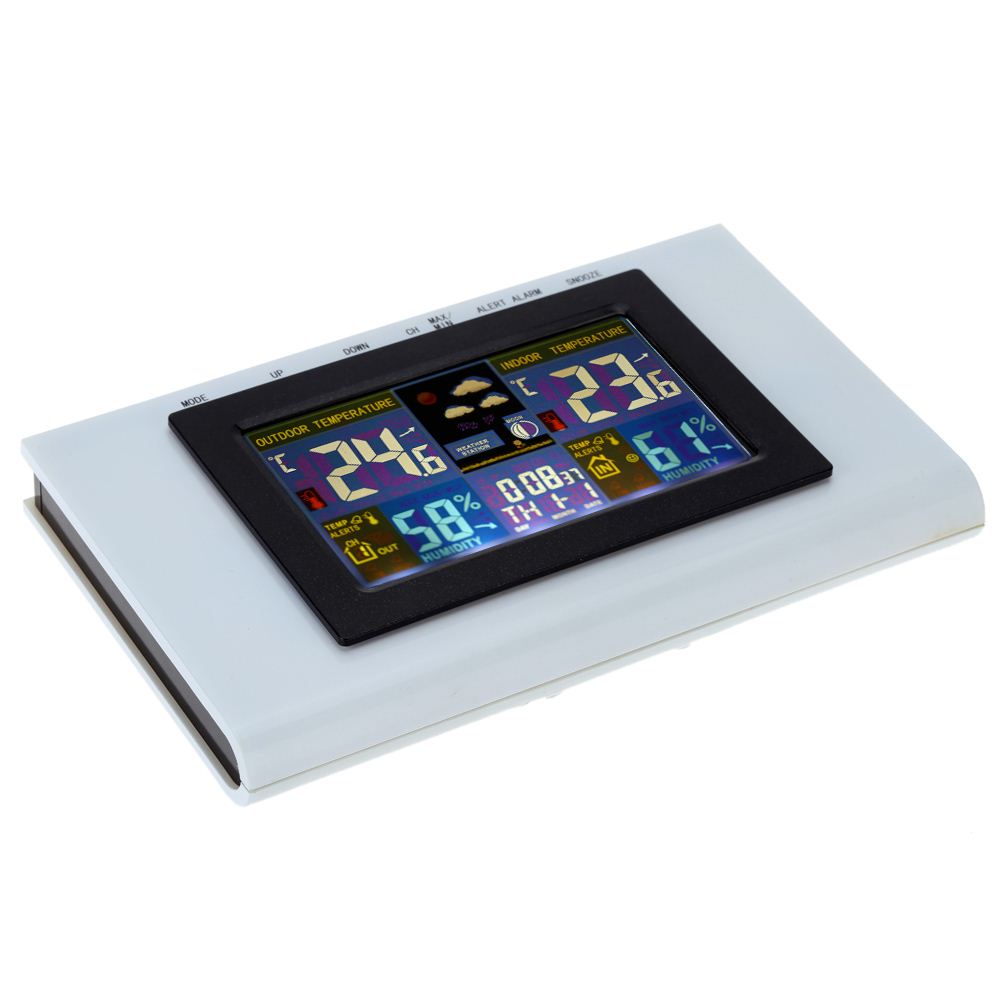 433MHz Wireless Weather Station Clock Digital Thermometer Hygrometer Temperature Humidity Alert Calendar Color Display