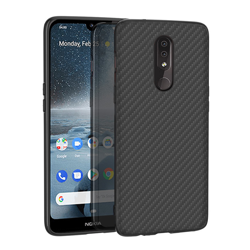 Matte Finish Carbon Fiber Textured Light Thin Shock Absorbing Bumper Skin hard case for Nokia 4.2