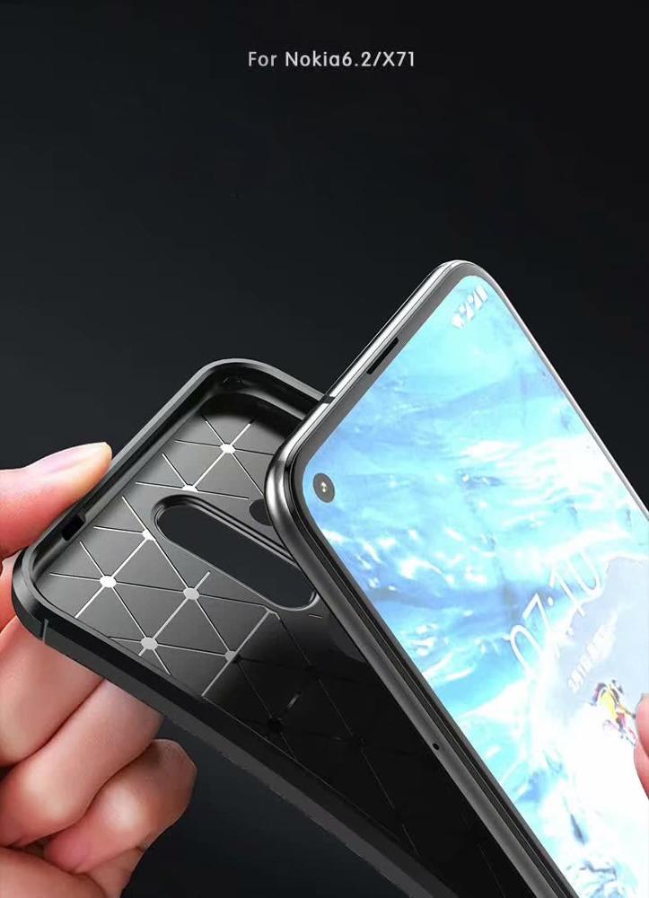Carbon Fiber 360 Protective phone case For Nokia X71 TPU Silicone back cover case