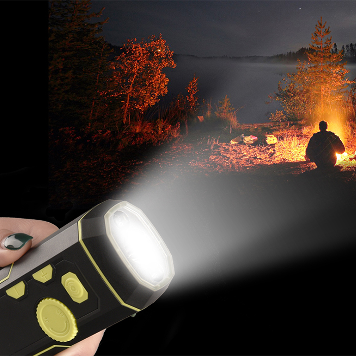 3 IN 1 Led Flashlight & FM Radio & Dynamo Cranking For Phone Power Bank