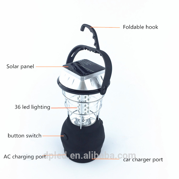 36 led multi powered lantern light with solar and hand crank dynamo