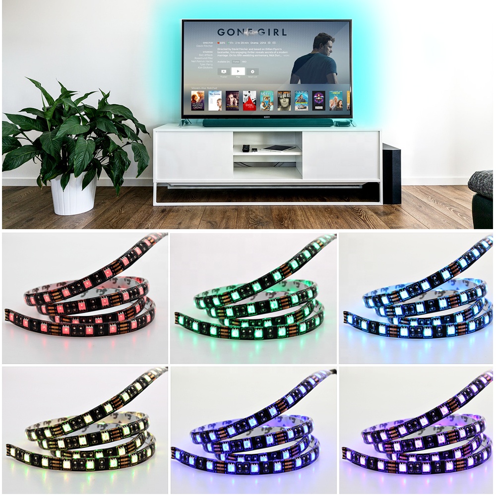 USB 1m SMD5050 IP20 TV Back Lighting Kit + RF Remote Controller 5V LED Strip RGB Light