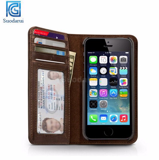 Retro Book stand ID slot flip leather case for iphone 5s