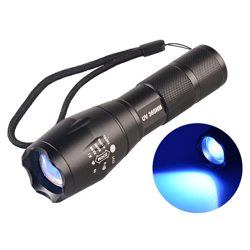 Zoom Rechargeable High Power UV led 365nm UV Flashlight for Scorpions Black Light