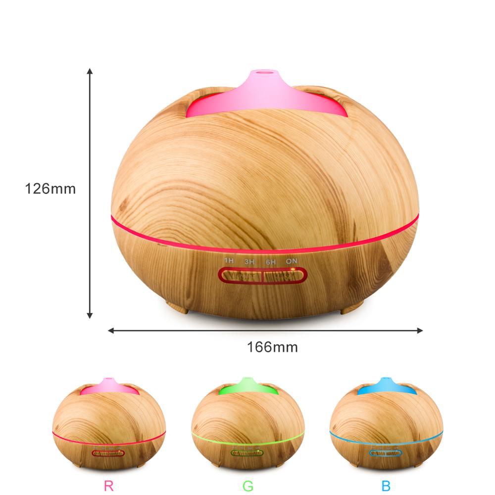 300ml Mini Aroma Essential Oil Diffuser, Wood Grain Cool Mist Humidifier for Office Home Study Yoga Spa, 14 Color Light