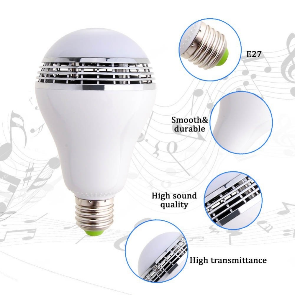 Smart RGB Bulb Bluetooth 4.0 Audio Speakers Lamp Dimmable E27 LED Wireless  led Music Bulb Light Color Changing via WiFi App