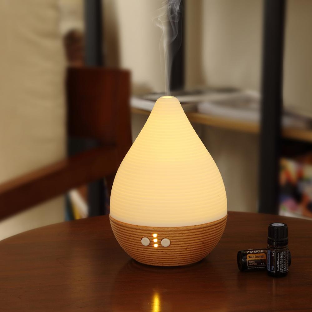 Led Table light for Gift Real Wood & Ceramic & PP Warm White Aromatherapy Essential Oils Diffuser with auto shut off  humidifier