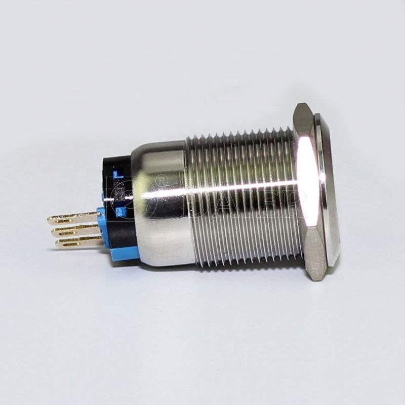 19MM Flat Button Ring Illuminate Momentary Or Latching IP67 Metal 12 Volt Waterproof Switches
