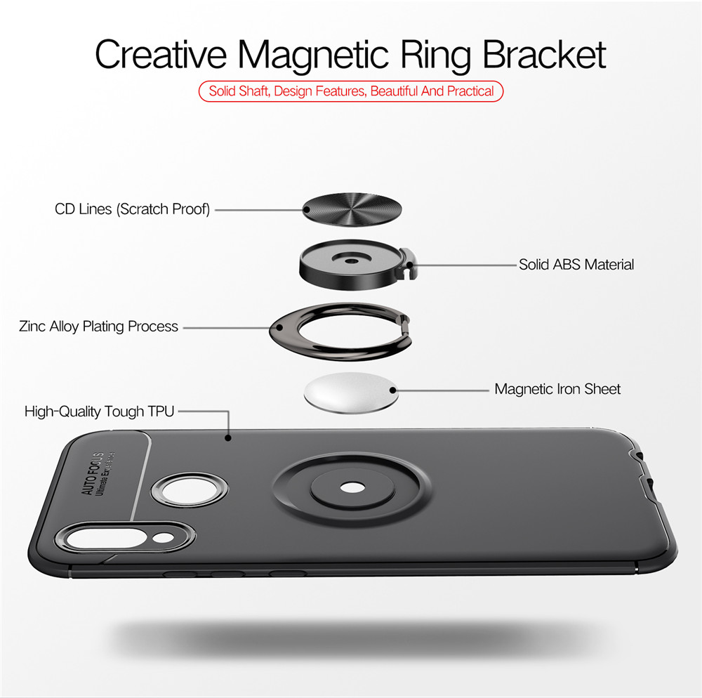 TPU Silicone Finger Metal Ring Bracket Holder Mobile Phone Case For Huawei P20 Lite