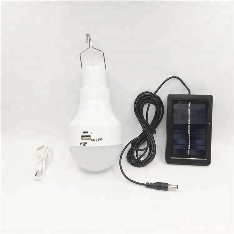 Solar light bulb with 33 led 1200mah with usb mobile charger