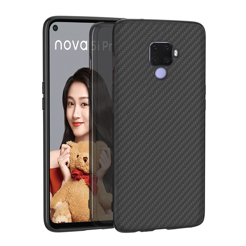 Matte Finish Carbon Fiber Textured Light Thin Shock Absorbing Bumper Skin hard case for Huawei Nova 5i Pro