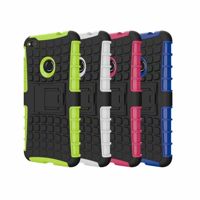 shockproof TPU+PC 2in1 tire pattern bracket cover phone case For Huawei P8 Lite 2017