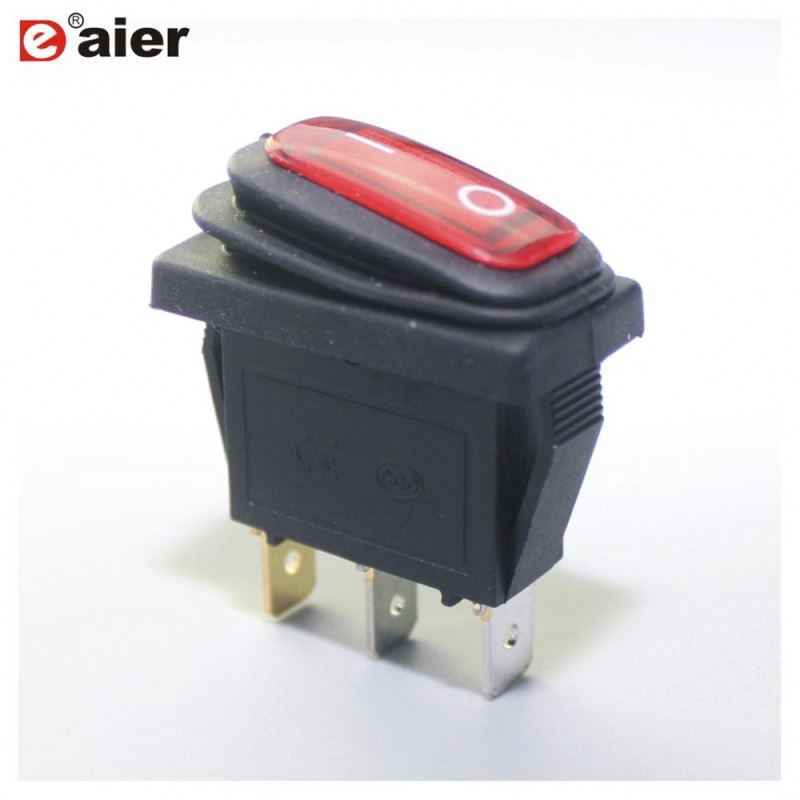 Single Pole Water Proof 3 PIN Rocker Switch With 12 Volt LED