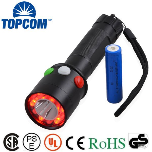 White Red Green Color Warning LED Torch High power Railway Signal Rechargeable Flashlight