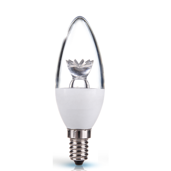 LED candle bulb 4W E14 250lm Clear Torpedo cover lotus lens 85-265V