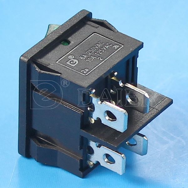 Black 4PIN ON OFF 2 Way 220V Rocker Switch DPST With Solder Terminal