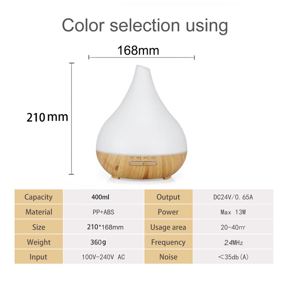 Big Innovative Ultrasonic Cool Mist Humidifier, 400ml White color Elegant Flower Diffuser with  Led Table Light