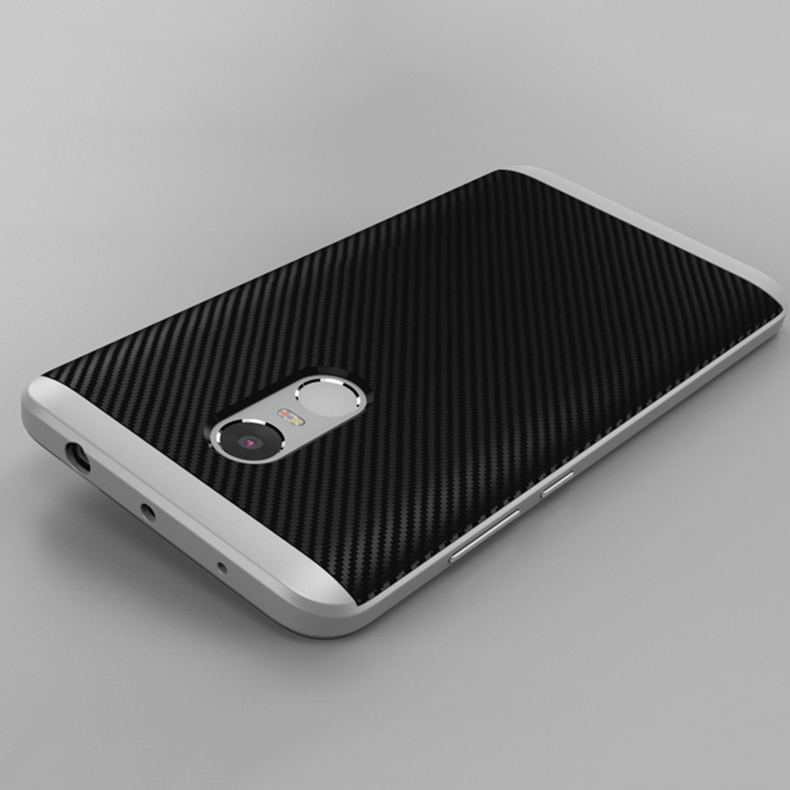 2 IN 1 Carbon Fiber TPU+PC Back Cover Case For Xiaomi Redmi Note 4