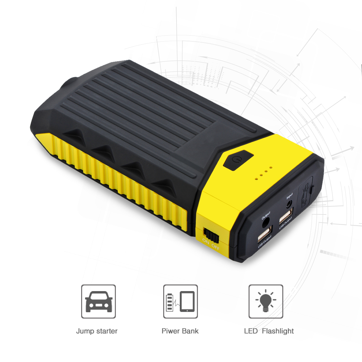 Portable Car Battery Jump Starter for Outdoor with LED Light