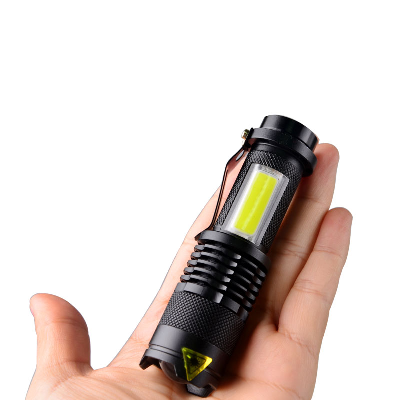 Portable 3 modes Rechargeable COB LED Torch Zoom Dimmer Tactical Mini LED COB Flashlight