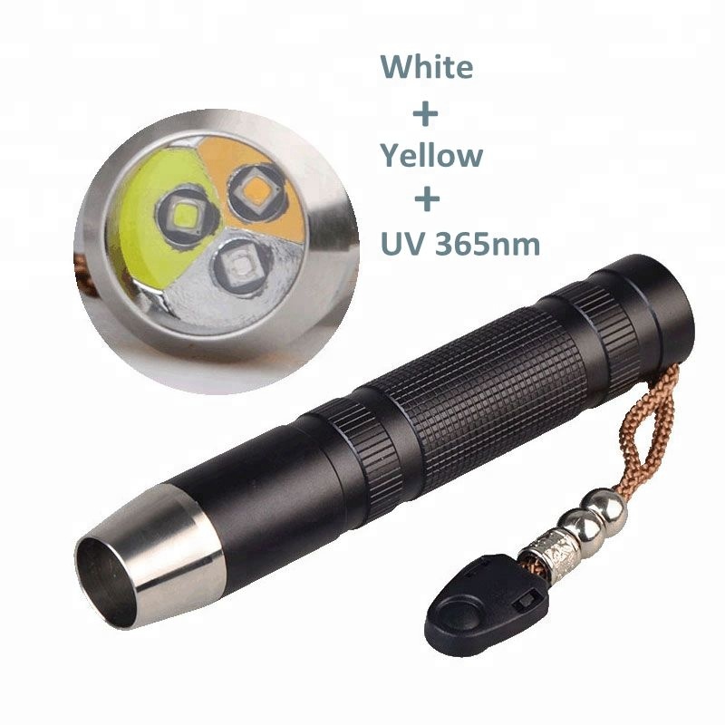 5W LED White Yellow UV LED Light 395nm 365nm Gemstone Amber Jade Jewelry Flashlight Torch