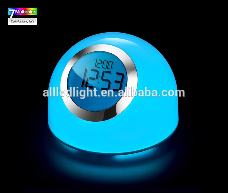 Ball shape sensor touch color changing led table lamp with alarm clock