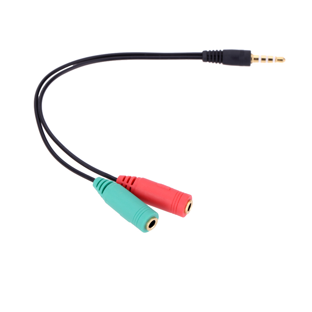 Audio Line 3.5mm 4 Segment male to Dual 3 Segment Female Audio Cable Connect Microphone Headset Headphone Computer