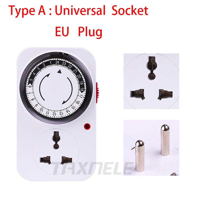 24 Hours Programmable Mechanical Mini Timer Switch Smart Countdown Switch Socket 230V 16A Universal Socket EU/US Socket