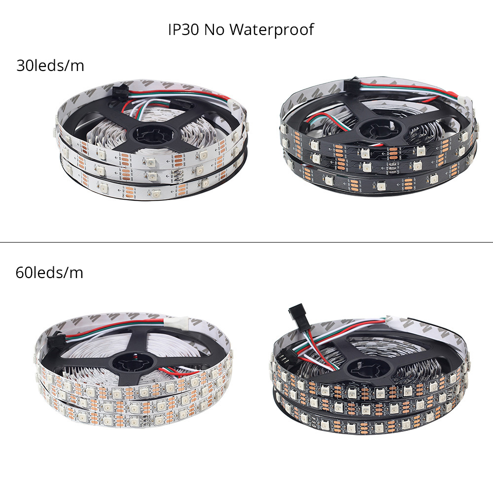 1m/2m/4m/5m WS2812B Led Strip 30/60/74/96/100/144 pixels/leds/m WS2812 Smart RGB Led Light Strip Black/White PCB IP30/65/67 DC5V