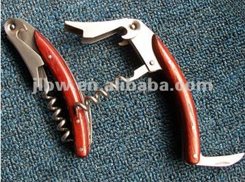 classy red pear wood handle multifunctional corkscrew opener