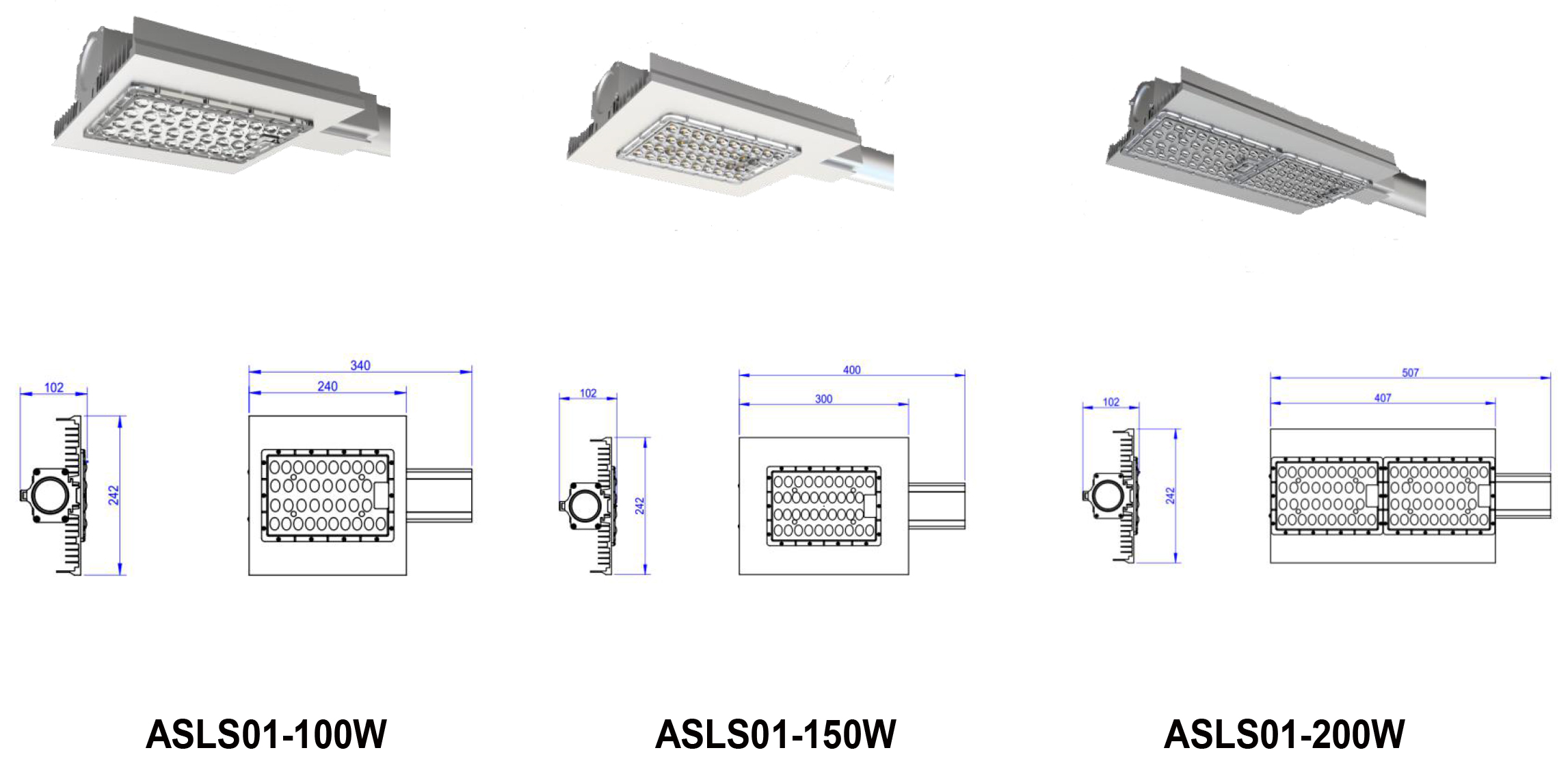 integrated led street light IP65 100W 3030 110LmW Super Bright But Energy Saving tensile aluminum led street light