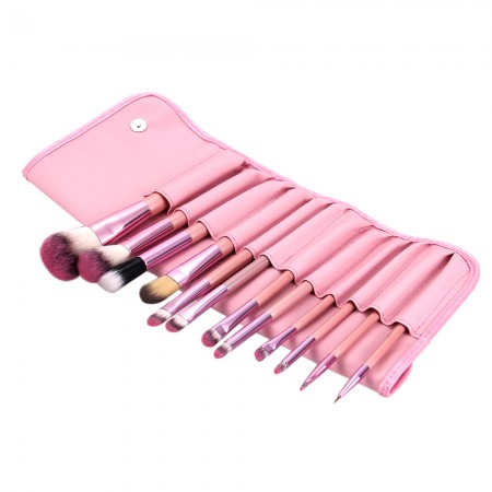 12PCS Sleek Pro Makeup Brush Set Cosmetic Tool Pink Bag Beauty Brushes Tools