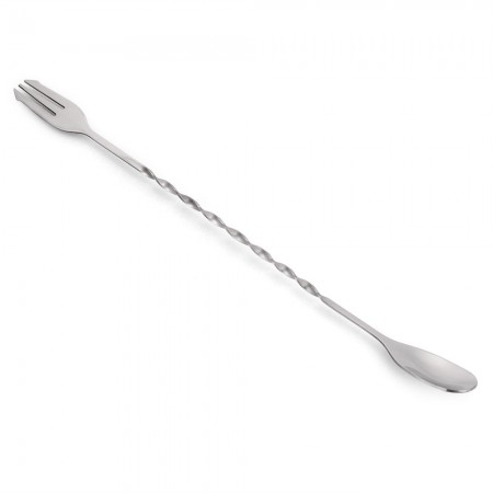 Stainless Steel Long Swizzle Stick Cocktail Stirrer Miing with Spoon Fork