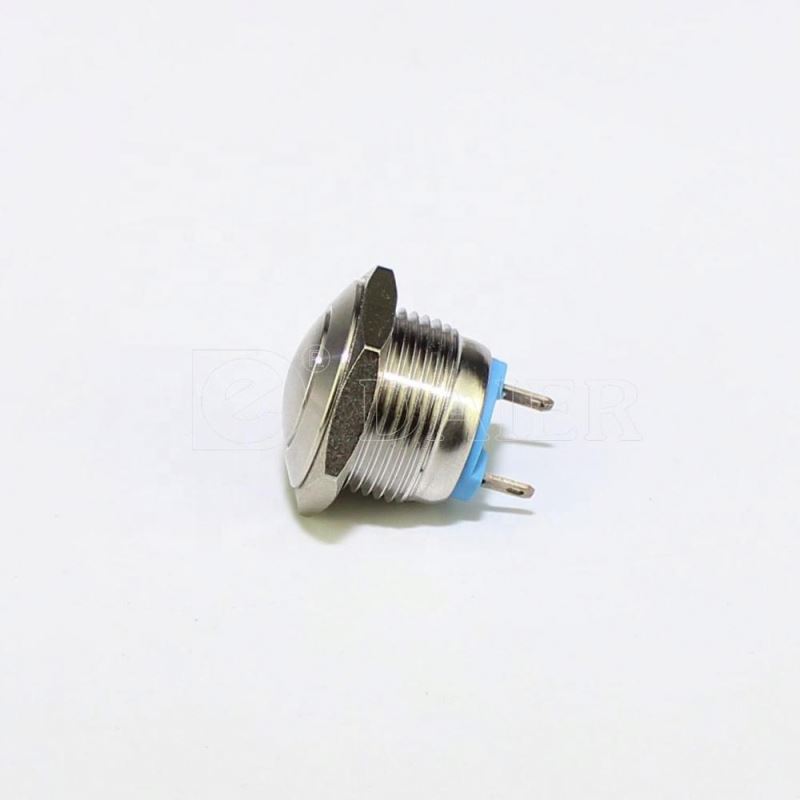 IP67 Stainless Steel Momentary 1NO 2 Pin Push Button 16mm