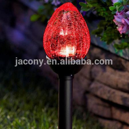 Outdoor Smart Solar Crackle Glass Flame/Owl/Bird Stake Light Color Changing Ornaments (JL-8571)