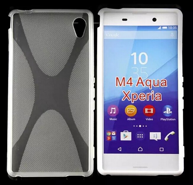 Flexible soft gel mobile phone case X- wave TPU cover For sony xperia M4 Aqua Waterproof seal case